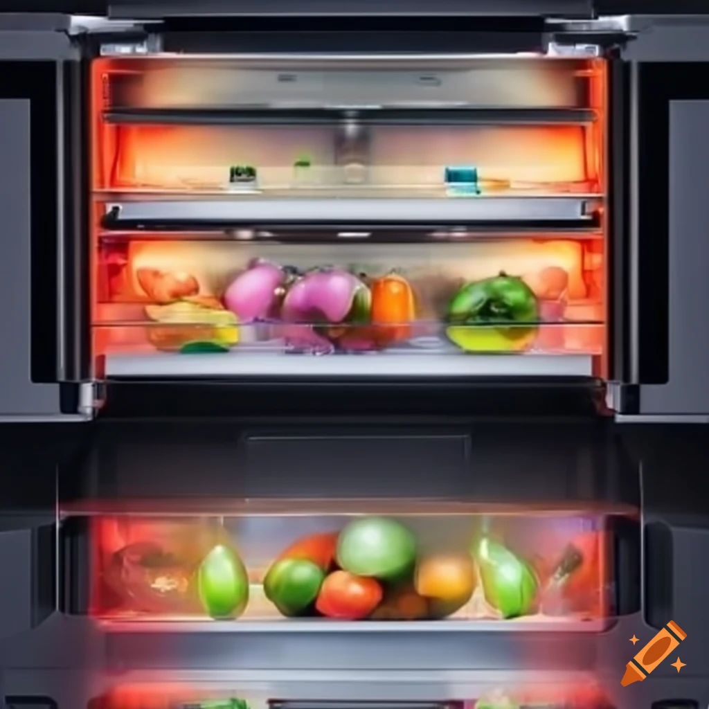 Bosch refrigerator with rainbow interior lights on Craiyon