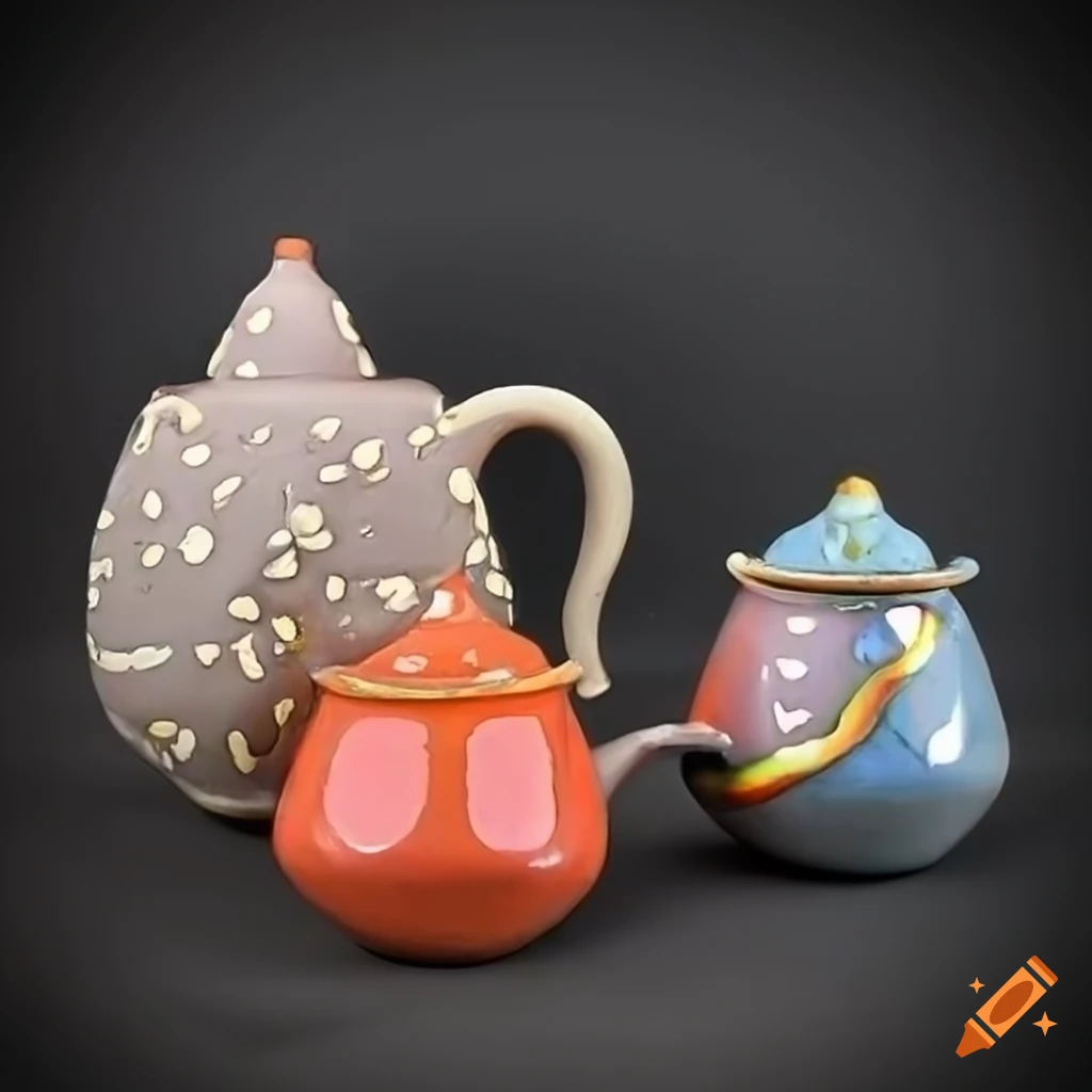 Unique ceramic pottery with colorful glazes on Craiyon