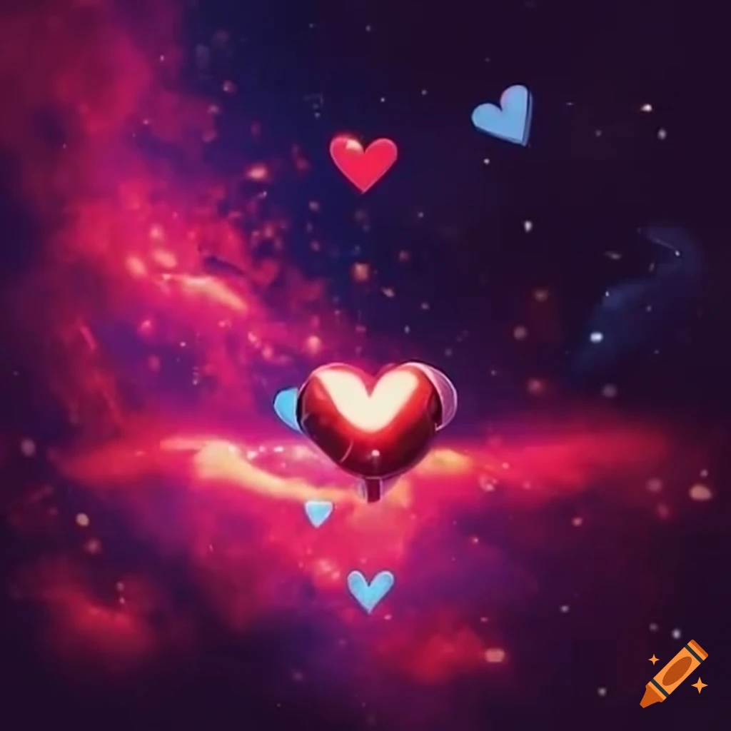 image of a spaceship shooting hearts