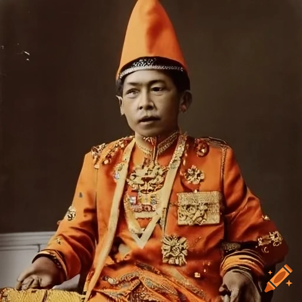 Portrait of an indonesian king in an orange suit