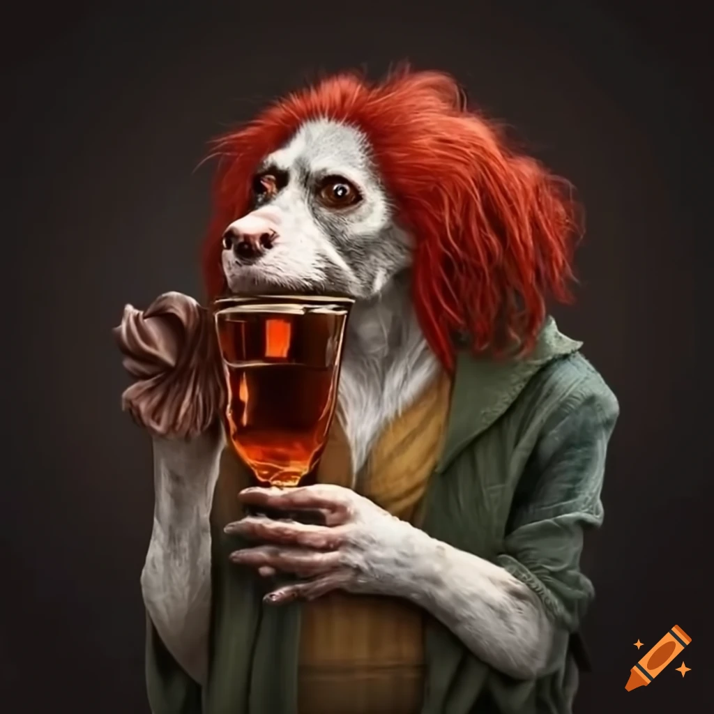 red headed person with rat terrier and whiskey