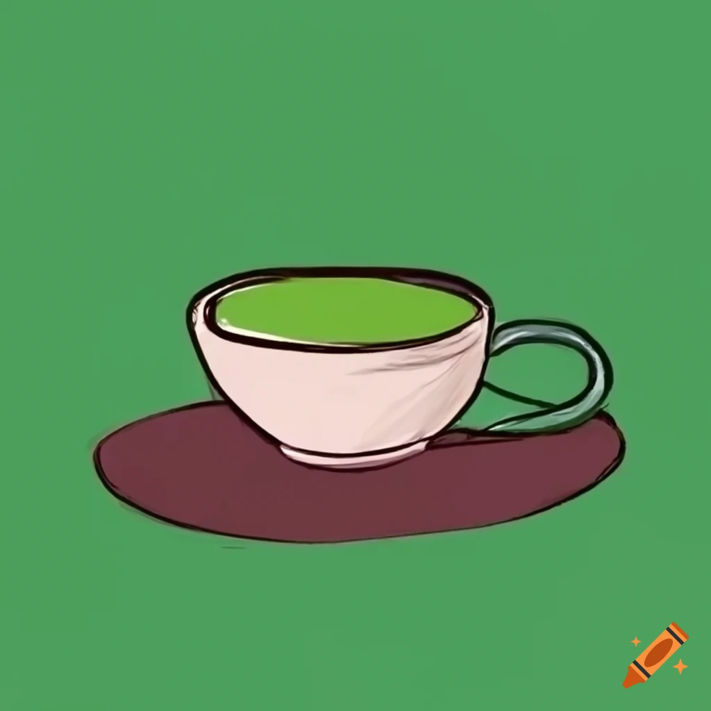 Minimalist drawing of a cup of matcha tea on Craiyon