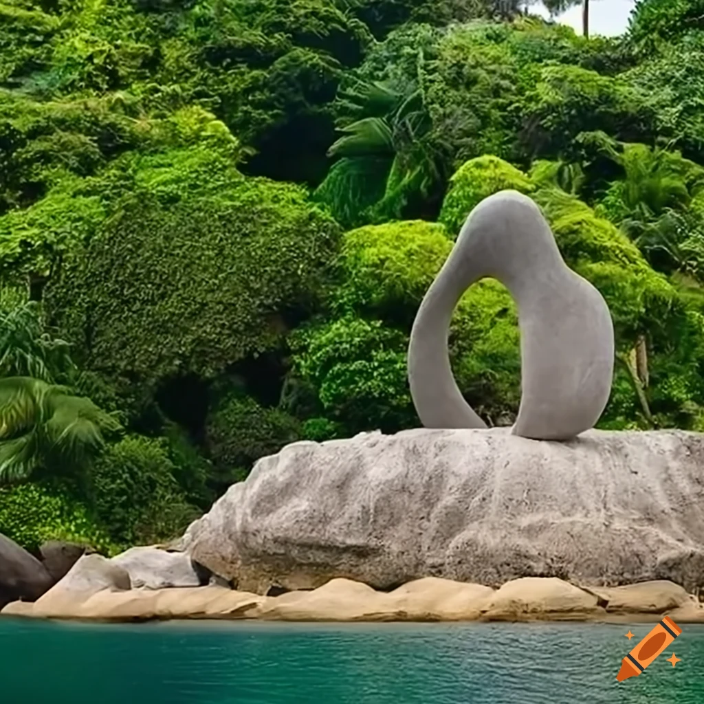sculptures at a resort in Seychelles