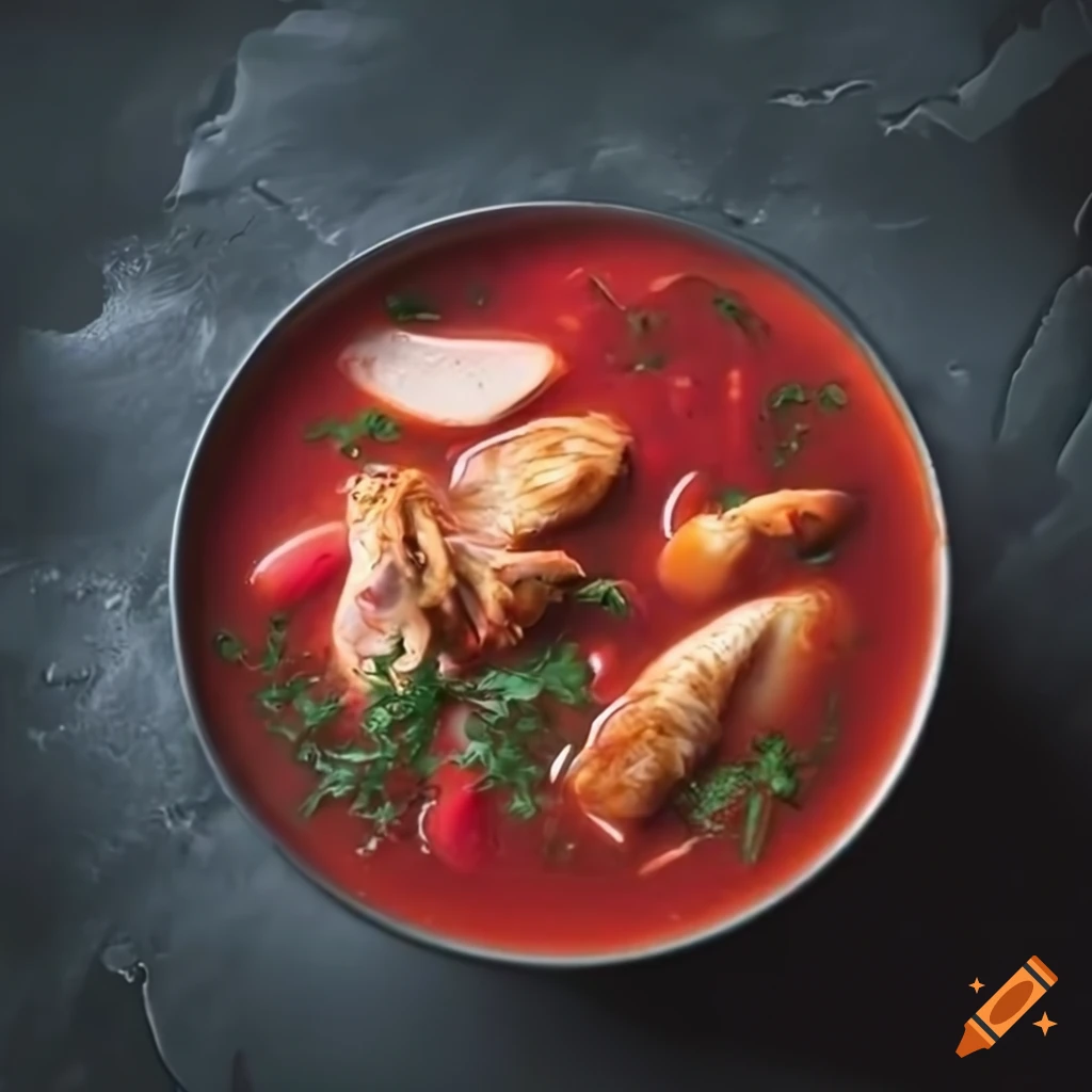 dark background image of a delicious chicken borscht