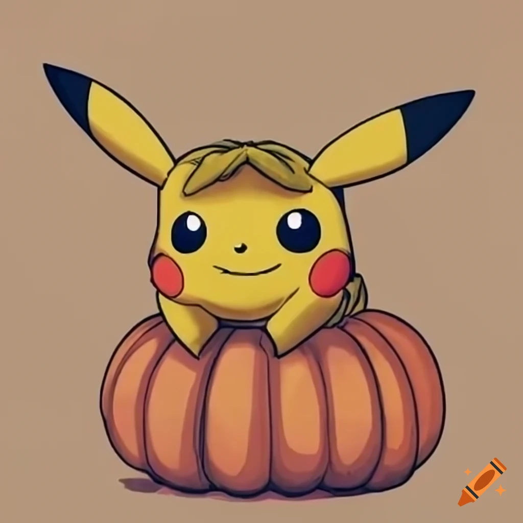 Pikachu wearing a pumpkin costume on Craiyon