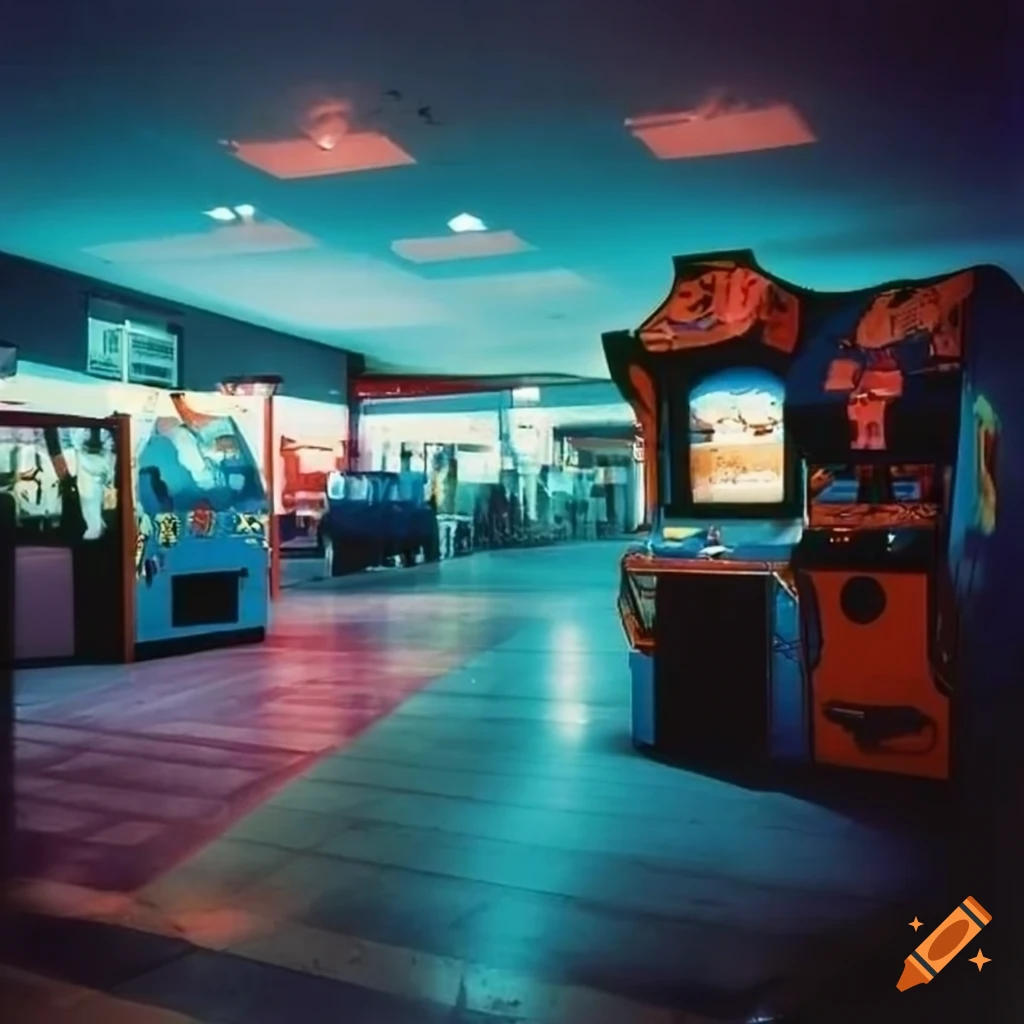Retro Arcade In A Strip Mall With Kids Playing Inside On Craiyon retail-mall-ideas-plaza-design-mall-design-shop-front-design-store