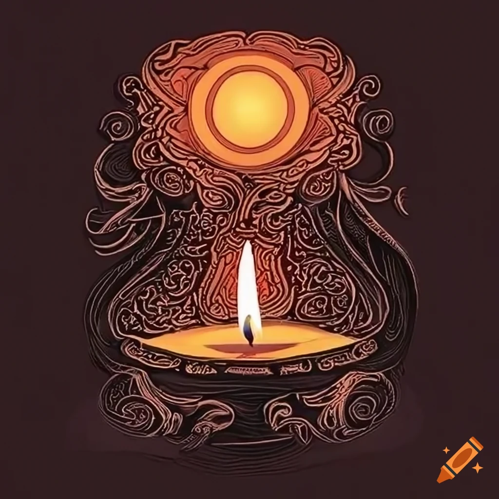 Detailed woodcut of melting wax candle