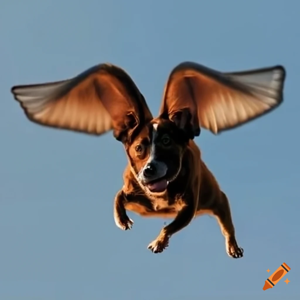 Image of a flying dog on Craiyon