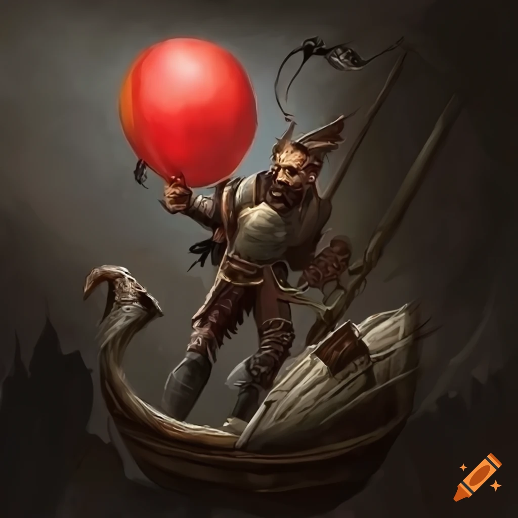 fantasy airship with diverse crew being chased by a dragon