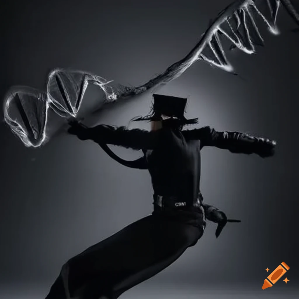 artwork of DNA strands battling Zorro