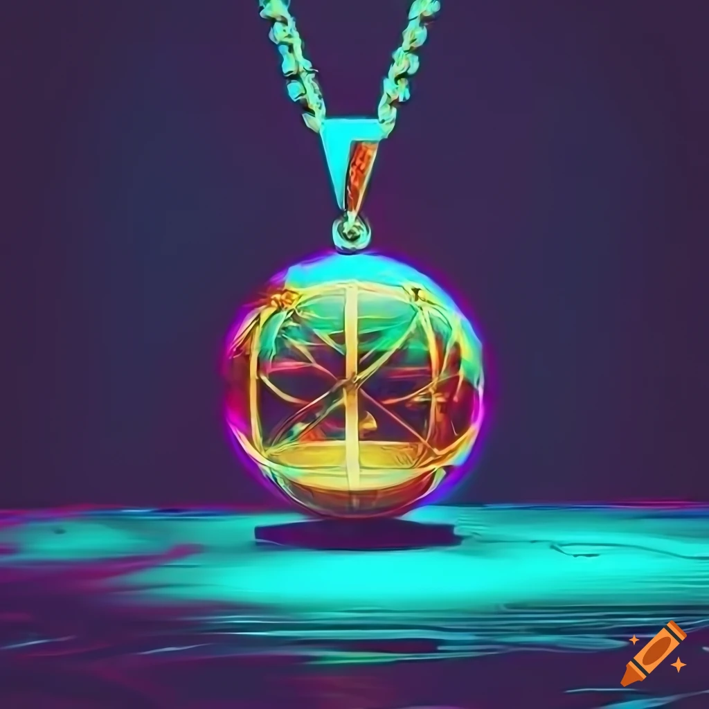 Gold necklace with a cross globe design on Craiyon