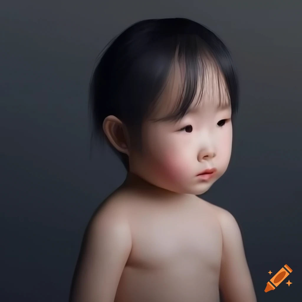 realistic ray traced portrait of a cute Korean girl
