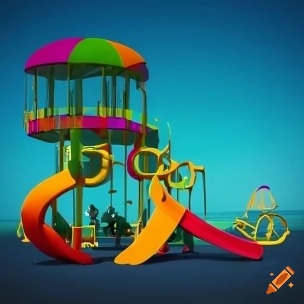 Colorful and surreal playground structures on Craiyon