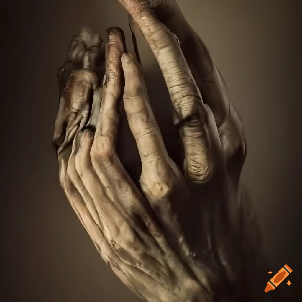 close-up of weathered hands holding onto hope