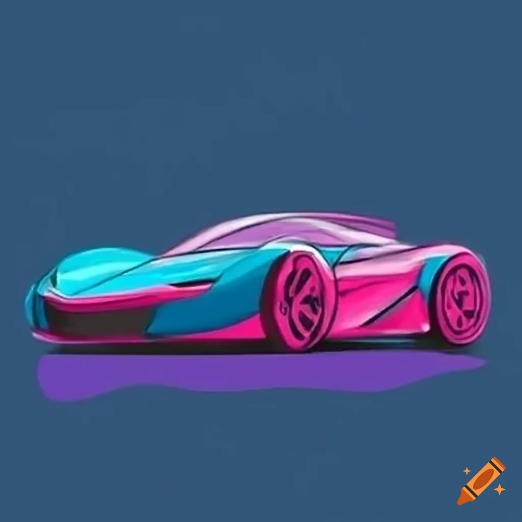 Blue And Pink Race Car On Craiyon
