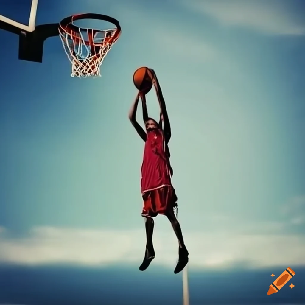 Basketball player dunking in the hoop on Craiyon