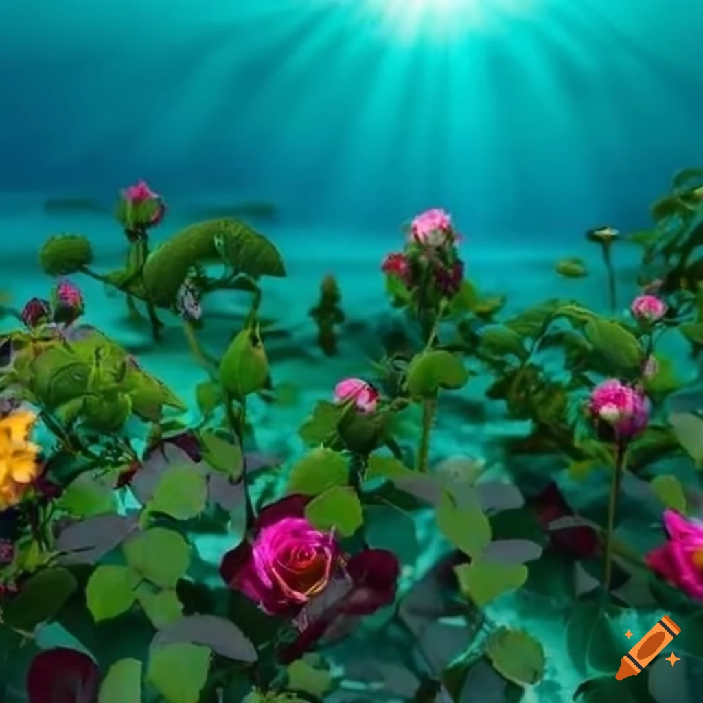 Image of roses growing underwater