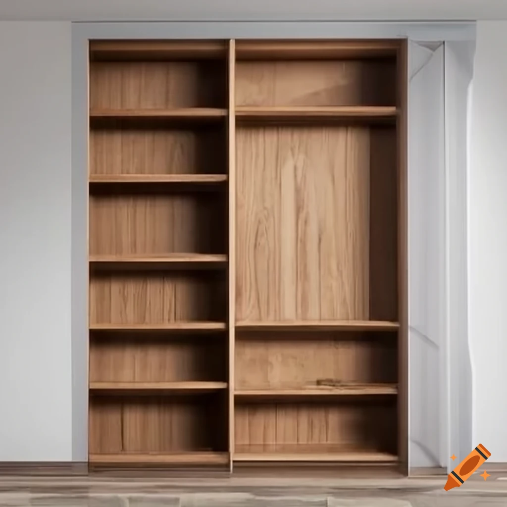 Simplistic wooden builtin wardrobe on Craiyon