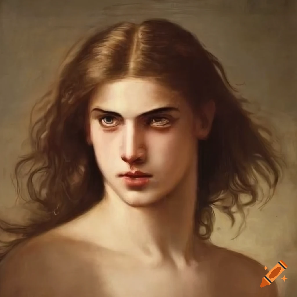 Portrait of a young man with long hair in pre-raphaelite style on Craiyon