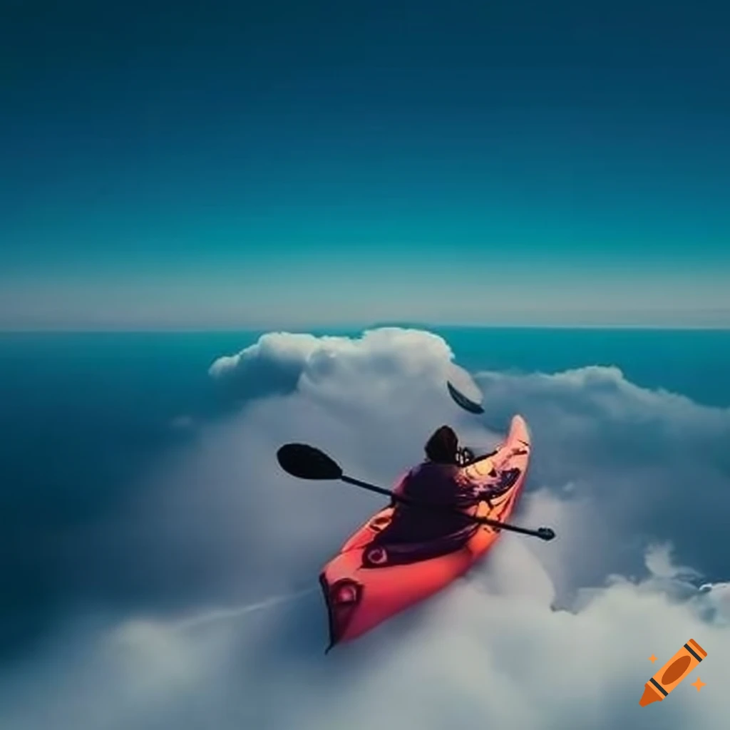 fantasy kayaking on clouds
