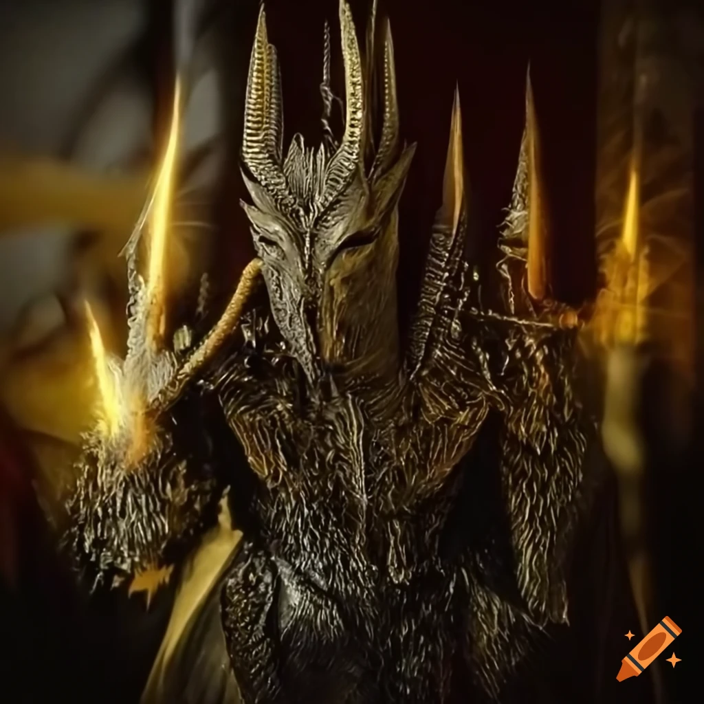 golden fluffy version of Sauron with buttons
