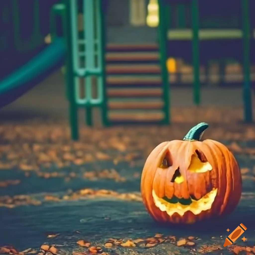 pumpkins playing on a playground