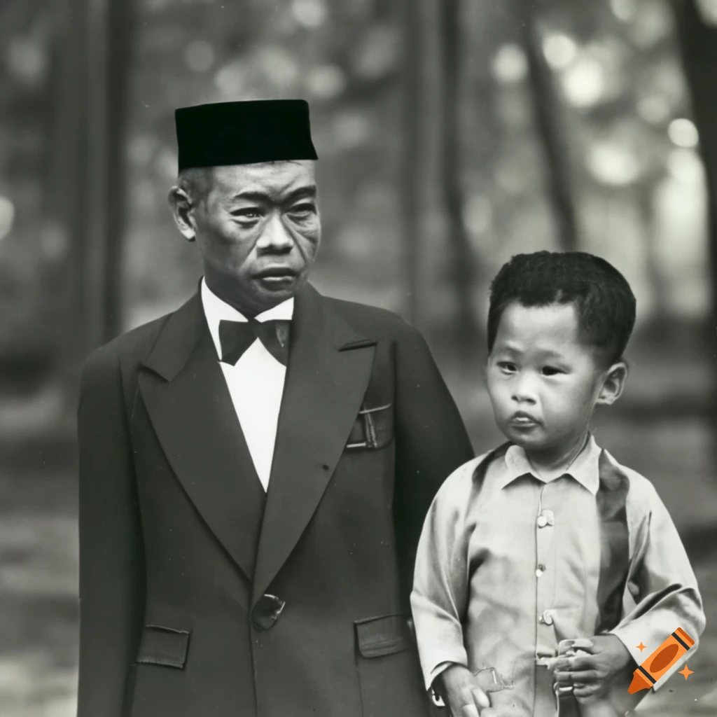 retro photo of a king and his son in a park