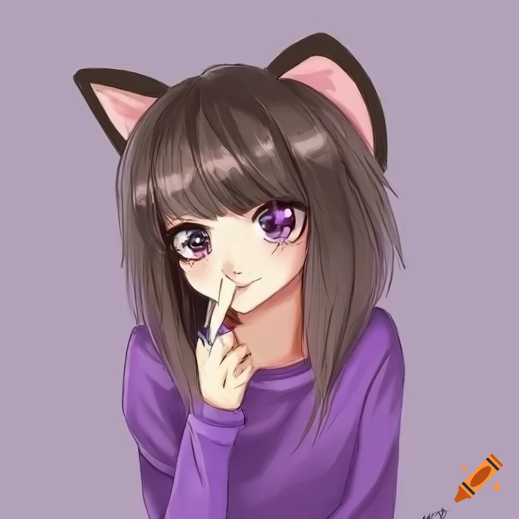 UwU Anime Cat Girl, Gray Hair Cute | Poster