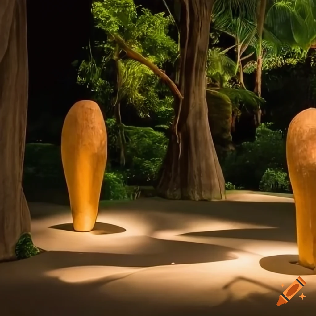 sculptures at a resort in Seychelles