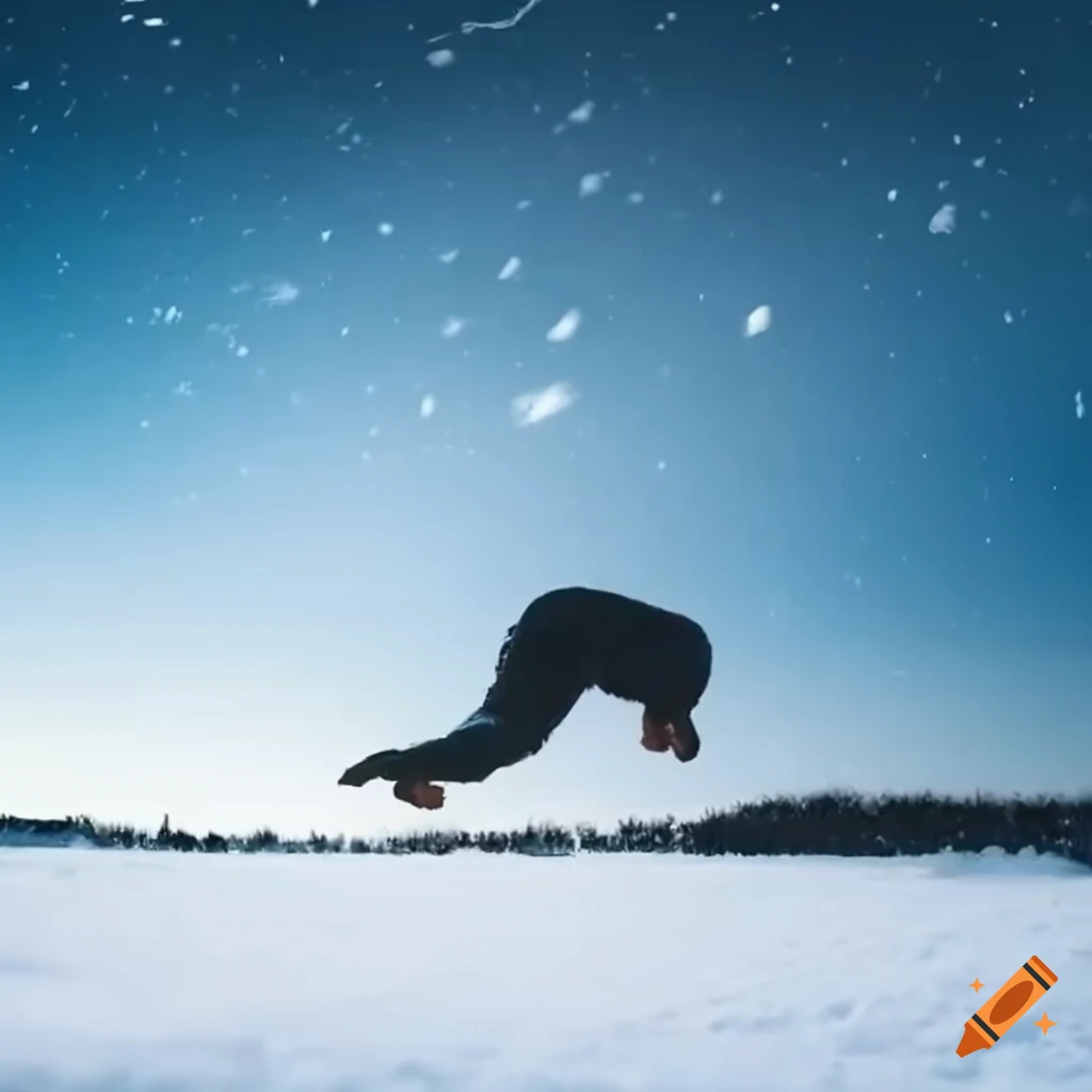 image of a person jumping in the snow