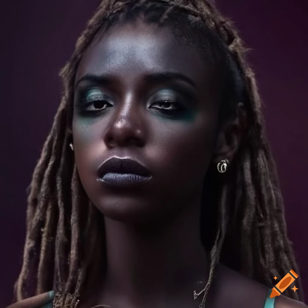 Portrait of a beautiful black woman with dreadlocks on Craiyon