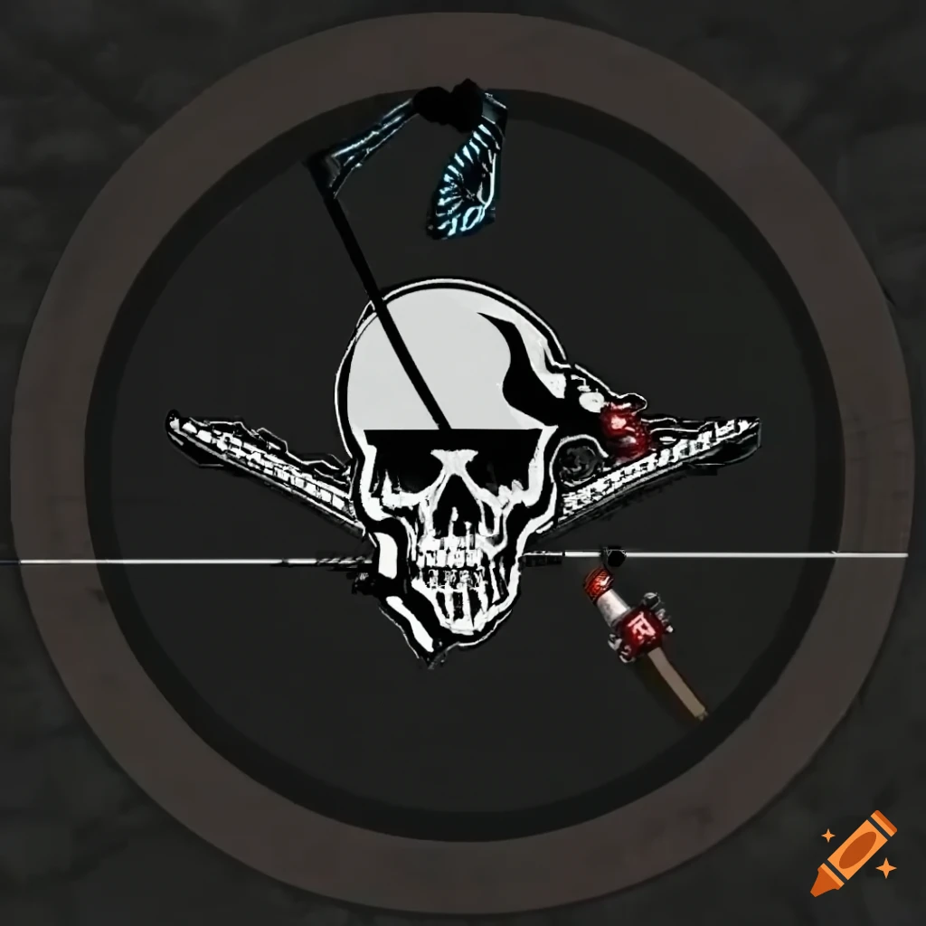 Skull logo with barotrauma game and a floating fishing rod on Craiyon