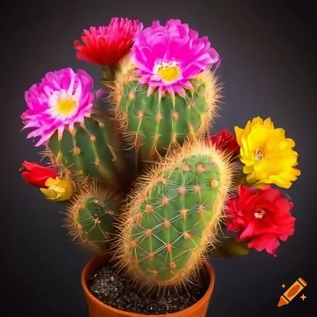 colorful cacti and flowers spelling 'Karen'