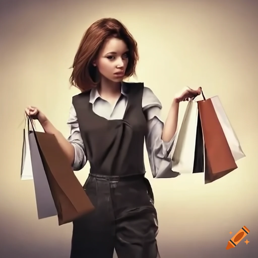 Woman in work clothes shopping on Craiyon