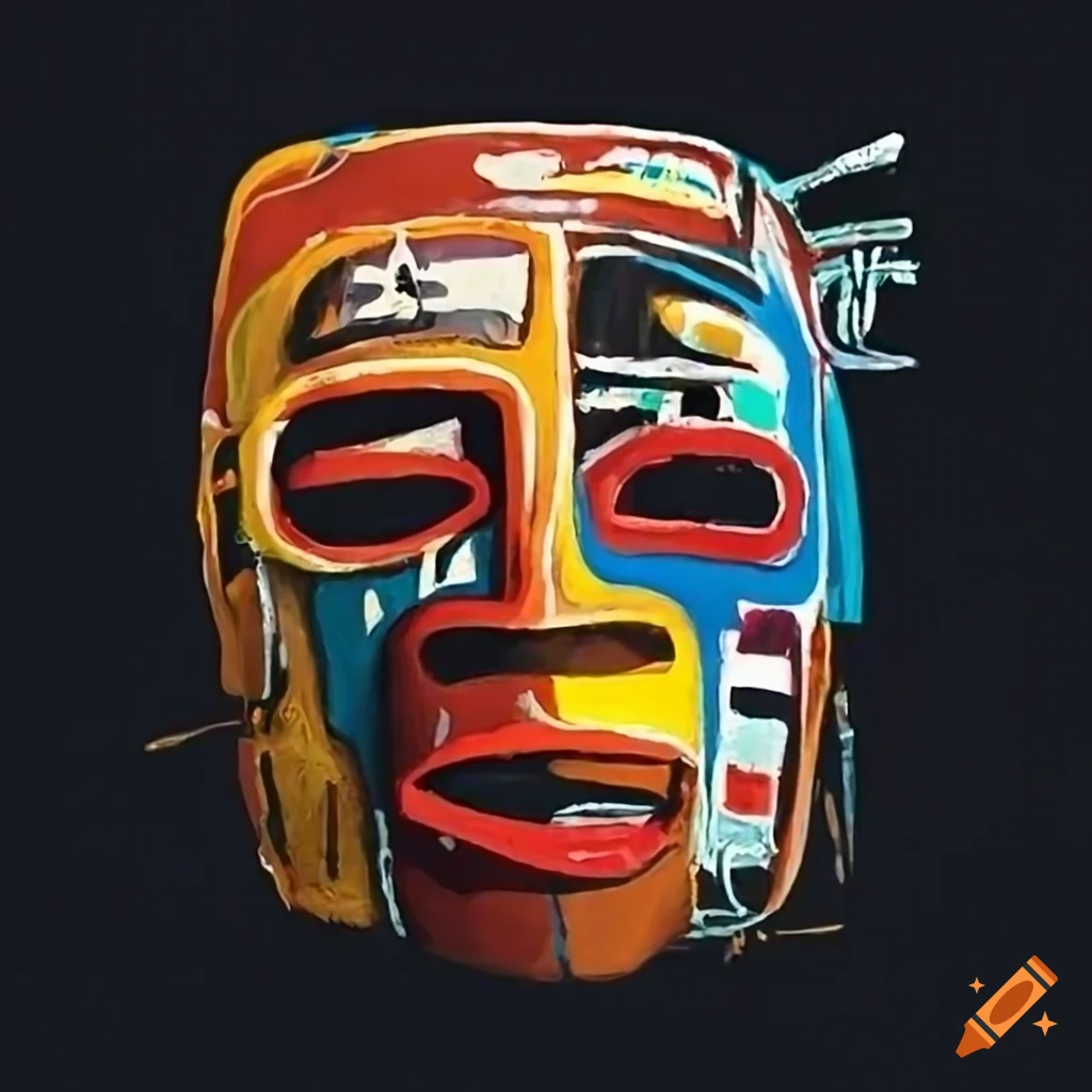 Mexican mask in basquiat style on Craiyon