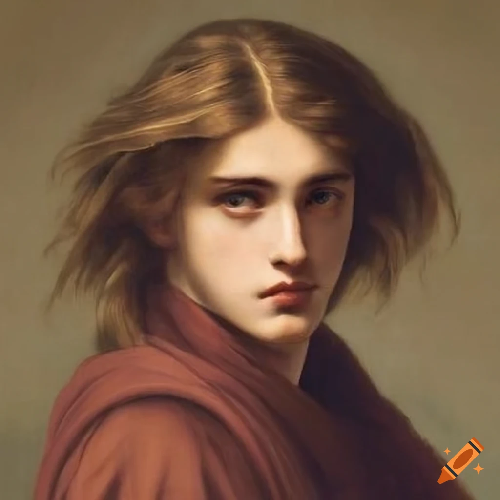 Portrait of a young man with long hair in pre-raphaelite style on Craiyon