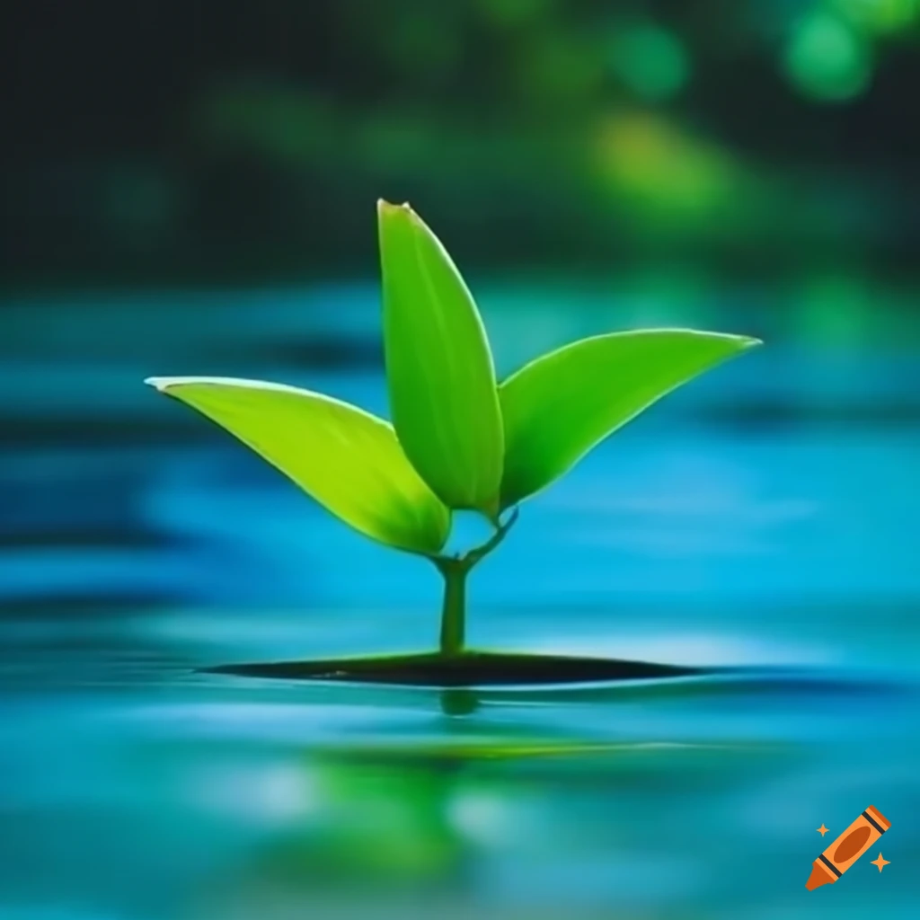 green plant growing in serene water