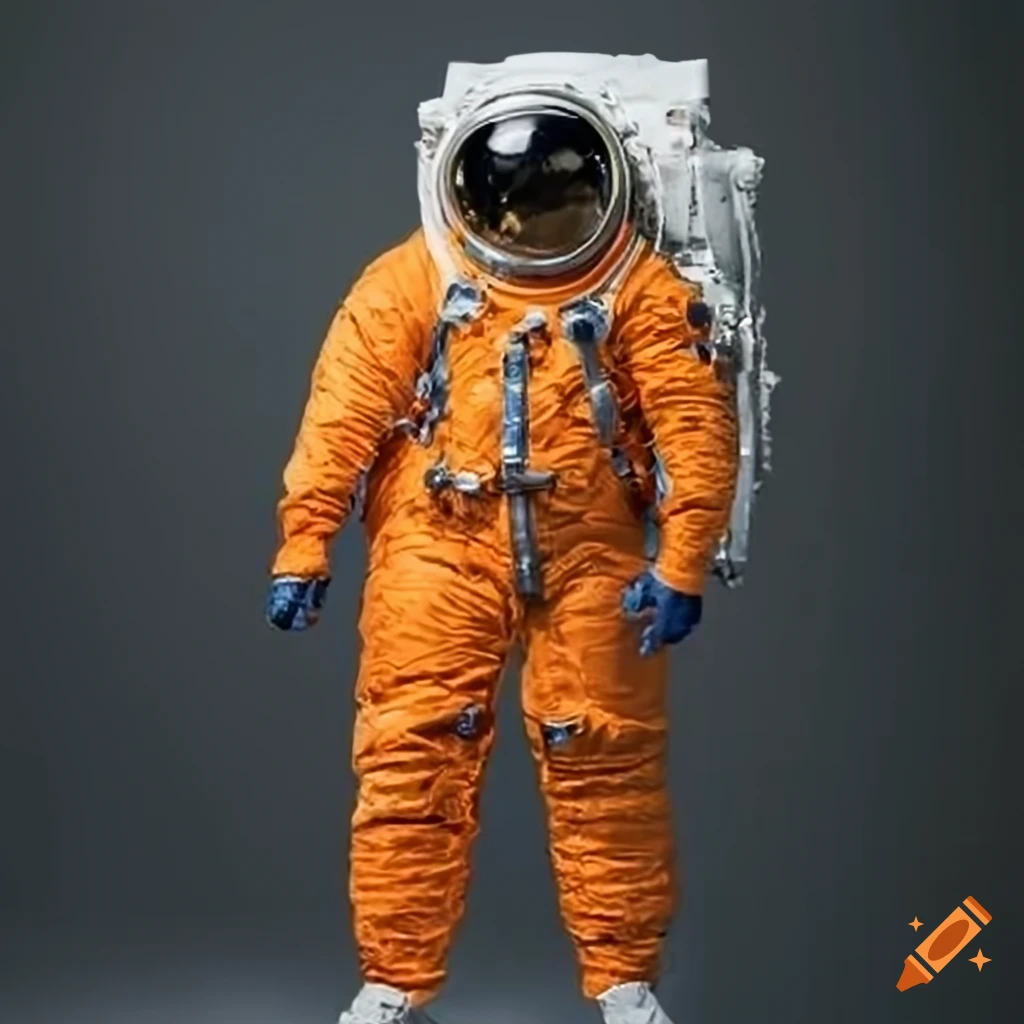 Orange-suited astronaut in space on Craiyon