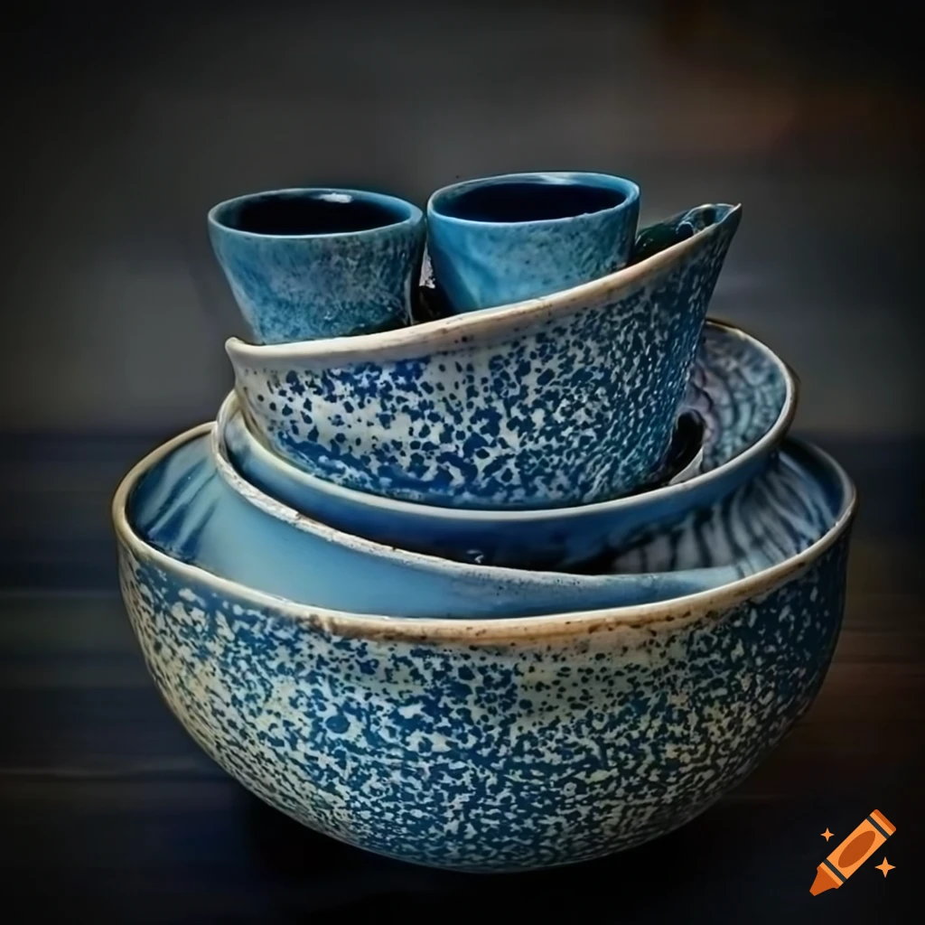 Abstract ceramic pottery with unique glazes and patterns