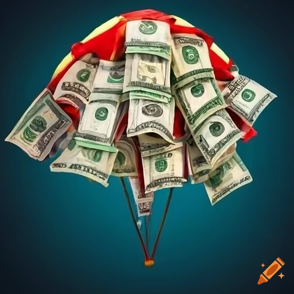 Money parachute concept on Craiyon
