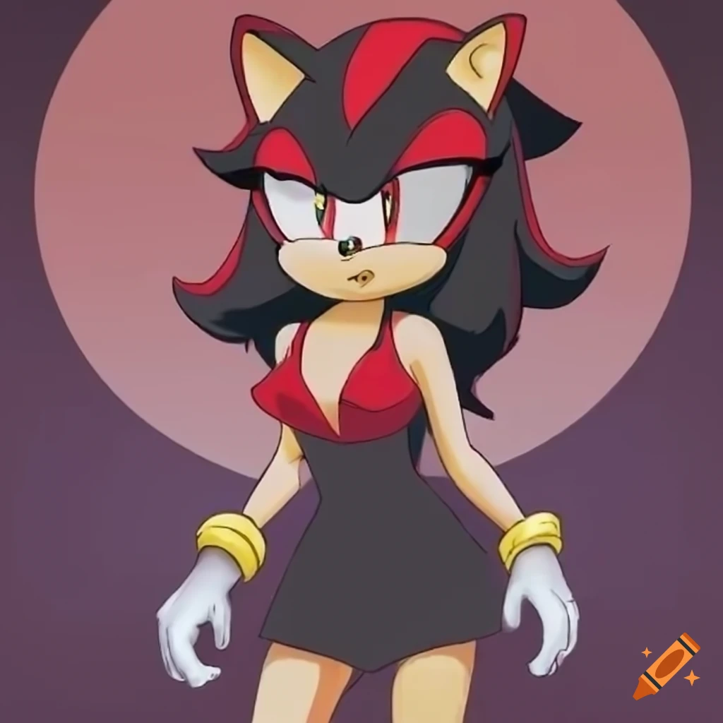 Female Shadow the Hedgehog in a retro dress