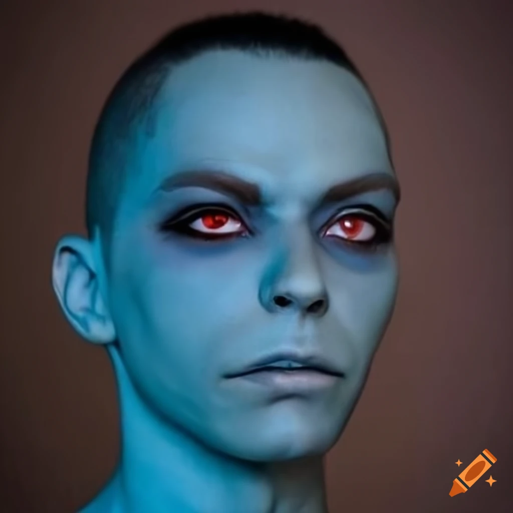 Digital art of a blue-skinned alien man on Craiyon
