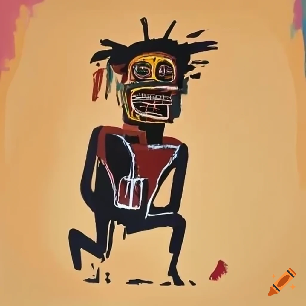man-running-away-from-a-dog-in-basquiat-style
