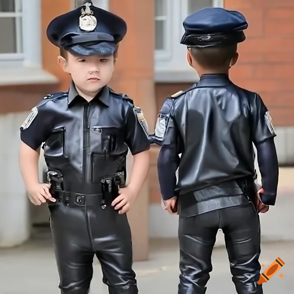 toddler boys in police uniforms