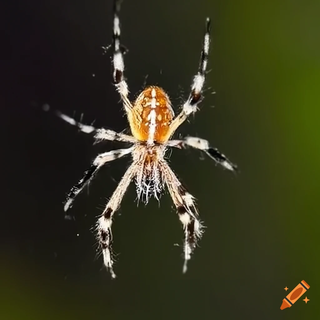 Detailed image of a black spider weaving a delicate web on Craiyon