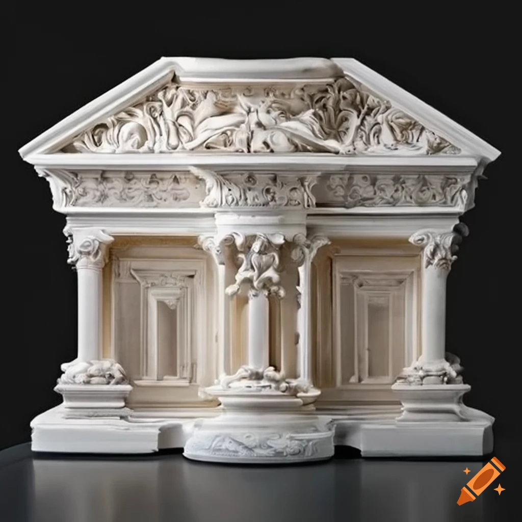 white stucco ornaments on a neo classical altar