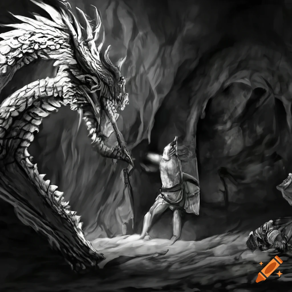 HD image of a warrior fighting a green dragon on Craiyon