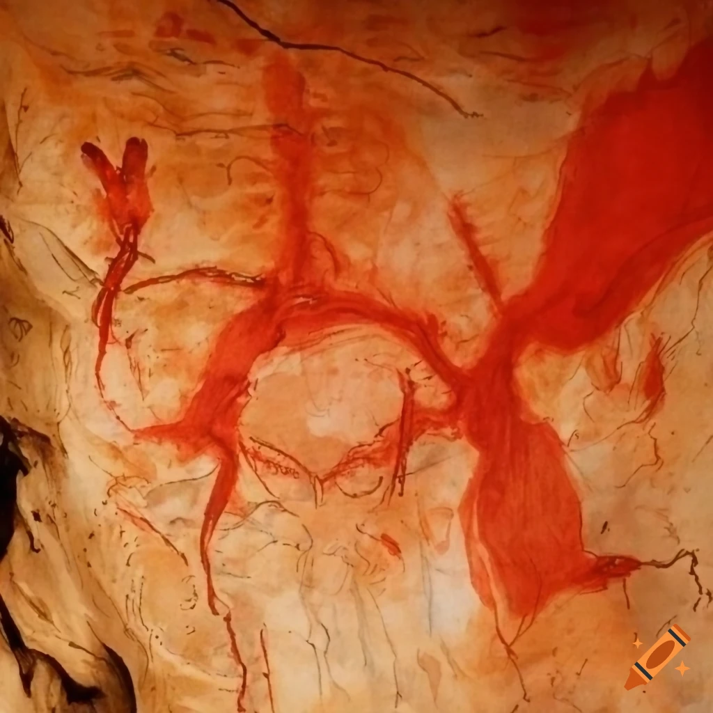 Red cave drawing of a bee on craiyon
