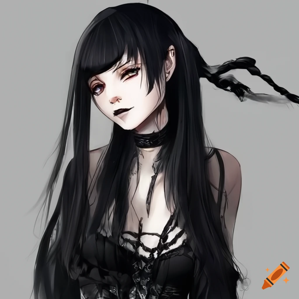 anime woman with gothic fashion style