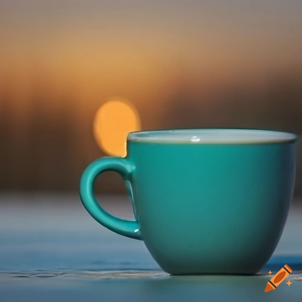 teal-mug-of-coffee-in-golden-hour-on-craiyon